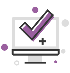 Pantalla de ordenador con una marca de verificación en el interior